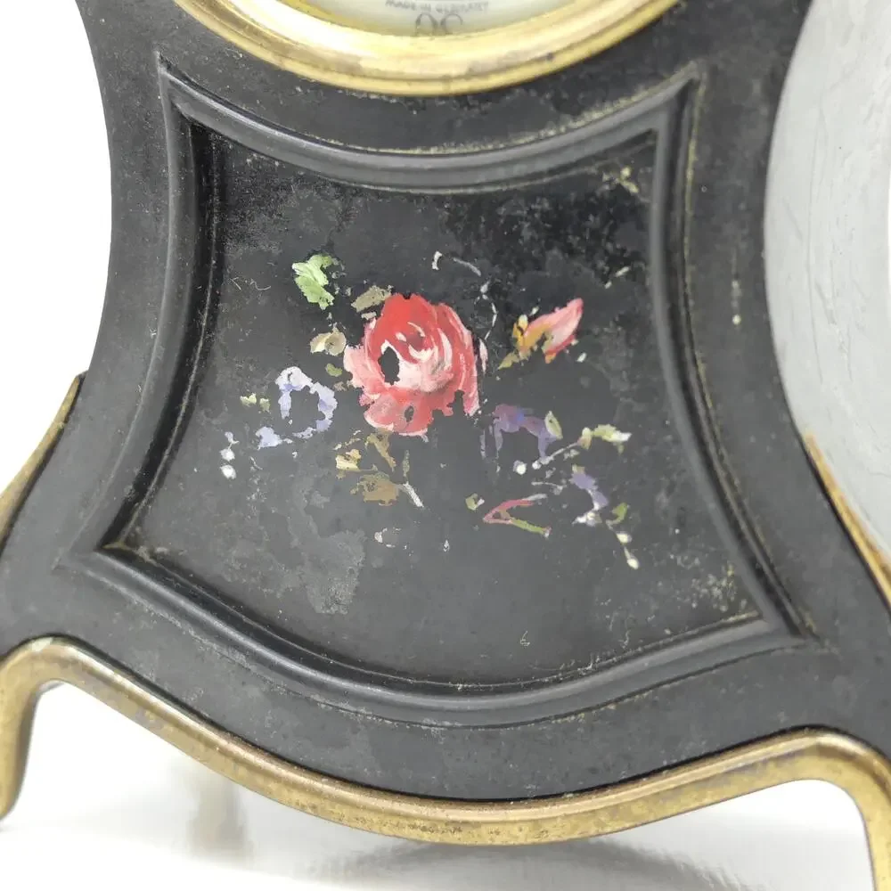 VTG Mid Century Uhrenfabrik Mulheim 7 Jewel Alarm Clock Floral Germany See desc